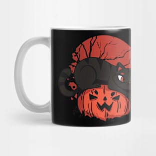 Black cat on pumpkin Mug
